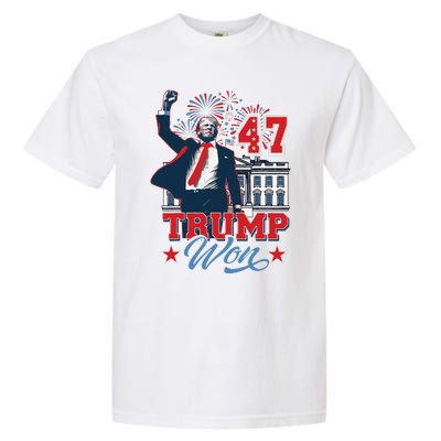 Trump Won Again 2024 Election President 47 Th American Flag Garment-Dyed Heavyweight T-Shirt