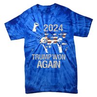 Trump Won Again 2024 Election President 47 Th American Flag Tie-Dye T-Shirt