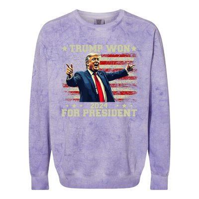 Trump Won Again 2024 Election President 47 Th American Colorblast Crewneck Sweatshirt