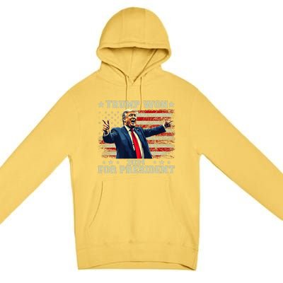 Trump Won Again 2024 Election President 47 Th American Premium Pullover Hoodie