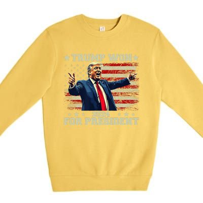 Trump Won Again 2024 Election President 47 Th American Premium Crewneck Sweatshirt