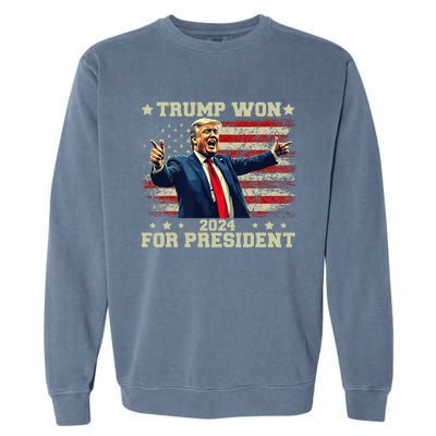 Trump Won Again 2024 Election President 47 Th American Garment-Dyed Sweatshirt