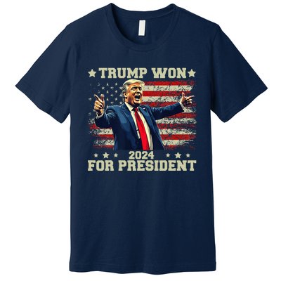 Trump Won Again 2024 Election President 47 Th American Premium T-Shirt