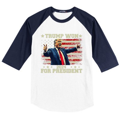 Trump Won Again 2024 Election President 47 Th American Baseball Sleeve Shirt