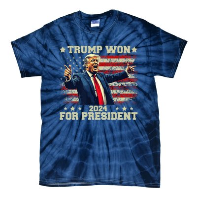 Trump Won Again 2024 Election President 47 Th American Tie-Dye T-Shirt