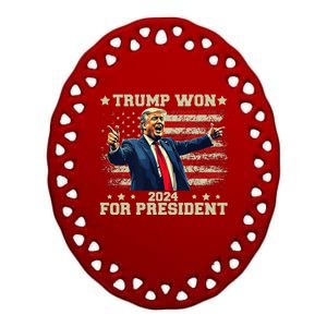 Trump Won Again 2024 Election President 47 Th American Ceramic Oval Ornament