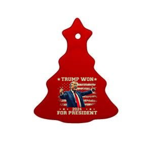 Trump Won Again 2024 Election President 47 Th American Ceramic Tree Ornament