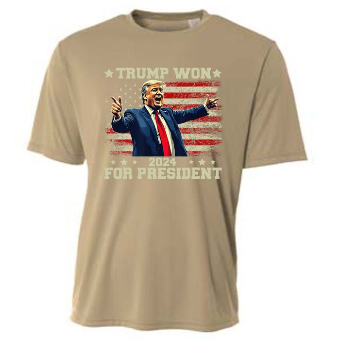 Trump Won Again 2024 Election President 47 Th American Cooling Performance Crew T-Shirt