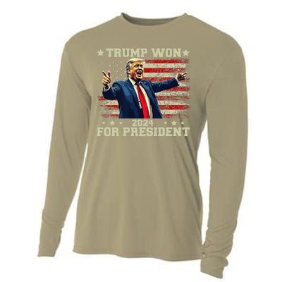 Trump Won Again 2024 Election President 47 Th American Cooling Performance Long Sleeve Crew