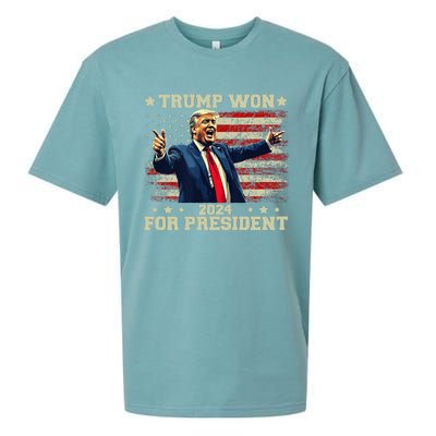 Trump Won Again 2024 Election President 47 Th American Sueded Cloud Jersey T-Shirt