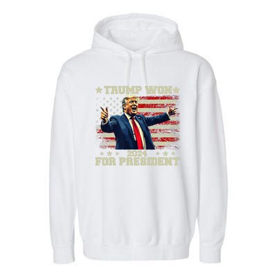 Trump Won Again 2024 Election President 47 Th American Garment-Dyed Fleece Hoodie