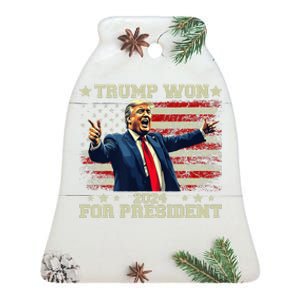 Trump Won Again 2024 Election President 47 Th American Ceramic Bell Ornament