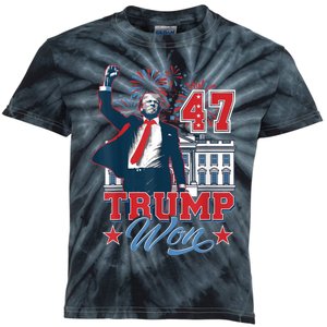 Trump Won Again 2024 Election President 47 White House Kids Tie-Dye T-Shirt