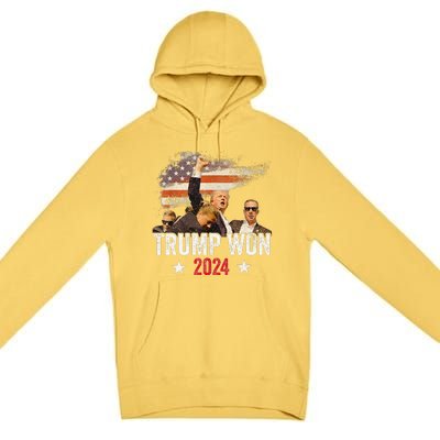 Trump Won Again 2024 Election President 47 Th American Flag Premium Pullover Hoodie