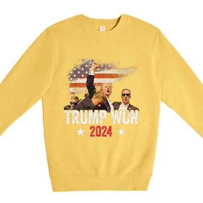 Trump Won Again 2024 Election President 47 Th American Flag Premium Crewneck Sweatshirt