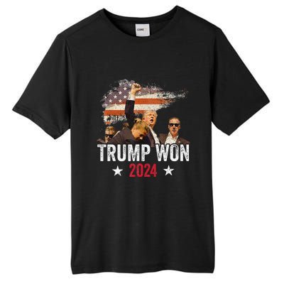 Trump Won Again 2024 Election President 47 Th American Flag Tall Fusion ChromaSoft Performance T-Shirt