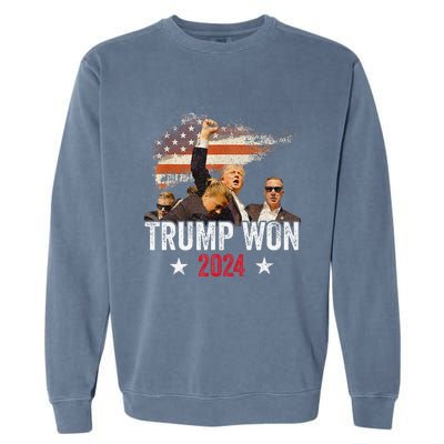 Trump Won Again 2024 Election President 47 Th American Flag Garment-Dyed Sweatshirt