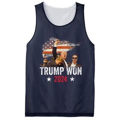 Trump Won Again 2024 Election President 47 Th American Flag Mesh Reversible Basketball Jersey Tank