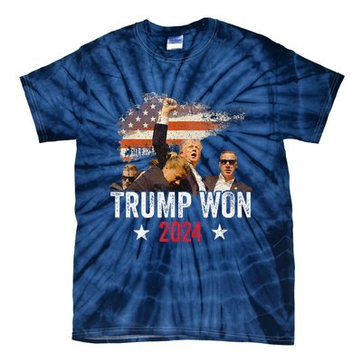 Trump Won Again 2024 Election President 47 Th American Flag Tie-Dye T-Shirt