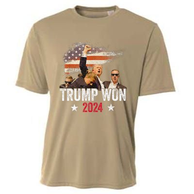 Trump Won Again 2024 Election President 47 Th American Flag Cooling Performance Crew T-Shirt