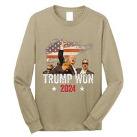 Trump Won Again 2024 Election President 47 Th American Flag Long Sleeve Shirt