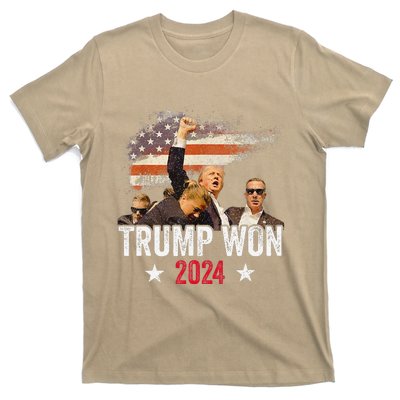 Trump Won Again 2024 Election President 47 Th American Flag T-Shirt