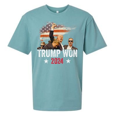 Trump Won Again 2024 Election President 47 Th American Flag Sueded Cloud Jersey T-Shirt