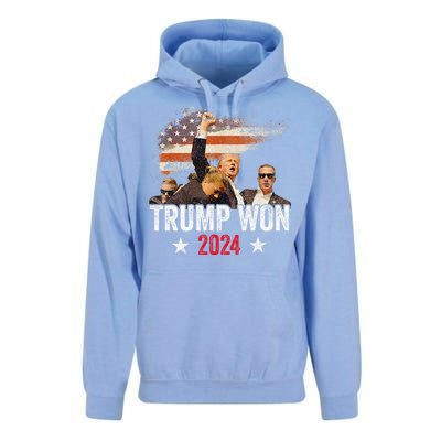 Trump Won Again 2024 Election President 47 Th American Flag Unisex Surf Hoodie