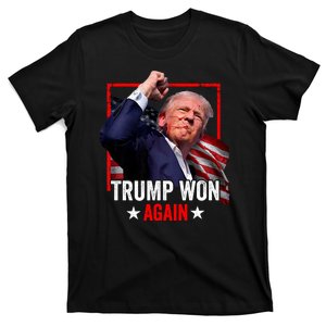 Trump Won Again 2024 Election President 47 Th American Flag T-Shirt