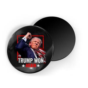 Trump Won Again 2024 Election President 47 Th American Flag Magnet