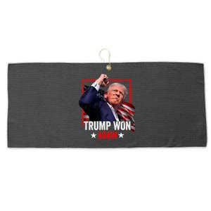 Trump Won Again 2024 Election President 47 Th American Flag Large Microfiber Waffle Golf Towel