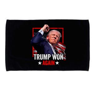 Trump Won Again 2024 Election President 47 Th American Flag Microfiber Hand Towel