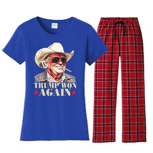 Trump Won Again 2024 Election President 47th Women's Flannel Pajama Set