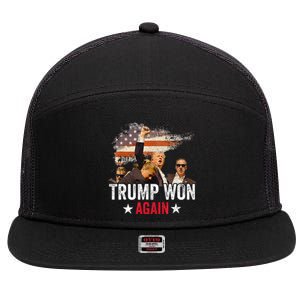 Trump Won Again 2024 Election President 47 Th 7 Panel Mesh Trucker Snapback Hat