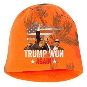 Trump Won Again 2024 Election President 47 Th Kati - Camo Knit Beanie