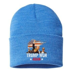 Trump Won Again 2024 Election President 47 Th Sustainable Knit Beanie