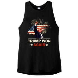 Trump Won Again 2024 Election President 47 Th American Flag Ladies PosiCharge Tri-Blend Wicking Tank