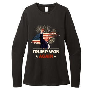 Trump Won Again 2024 Election President 47 Th American Flag Womens CVC Long Sleeve Shirt