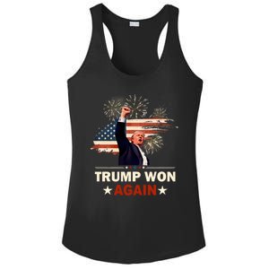 Trump Won Again 2024 Election President 47 Th American Flag Ladies PosiCharge Competitor Racerback Tank