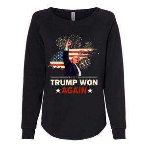 Trump Won Again 2024 Election President 47 Th American Flag Womens California Wash Sweatshirt