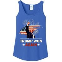 Trump Won Again 2024 Election President 47 Th American Flag Ladies Essential Tank