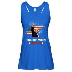 Trump Won Again 2024 Election President 47 Th American Flag Ladies Essential Flowy Tank