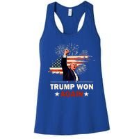 Trump Won Again 2024 Election President 47 Th American Flag Women's Racerback Tank