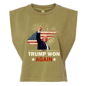 Trump Won Again 2024 Election President 47 Th American Flag Garment-Dyed Women's Muscle Tee