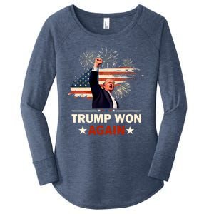 Trump Won Again 2024 Election President 47 Th American Flag Women's Perfect Tri Tunic Long Sleeve Shirt