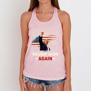 Trump Won Again 2024 Election President 47 Th American Flag Women's Knotted Racerback Tank