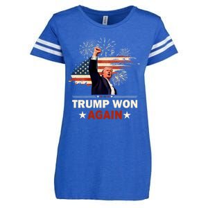 Trump Won Again 2024 Election President 47 Th American Flag Enza Ladies Jersey Football T-Shirt