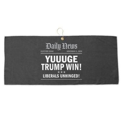 Trump Wins Again Winner Huge Yuge Headline 2024 Trump Wins Large Microfiber Waffle Golf Towel