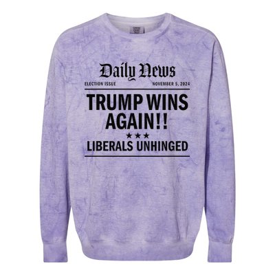 Trump Wins Again Winner Headline 2024 Trump Won Colorblast Crewneck Sweatshirt