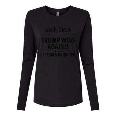 Trump Wins Again Winner Headline 2024 Trump Won Womens Cotton Relaxed Long Sleeve T-Shirt